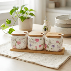 Porcelain Spice Jar Set - 3 Pcs